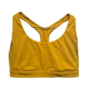 Athleta Size XL Mustard Yellow Sports Bra Workout Yoga Golden No Pad Inserts